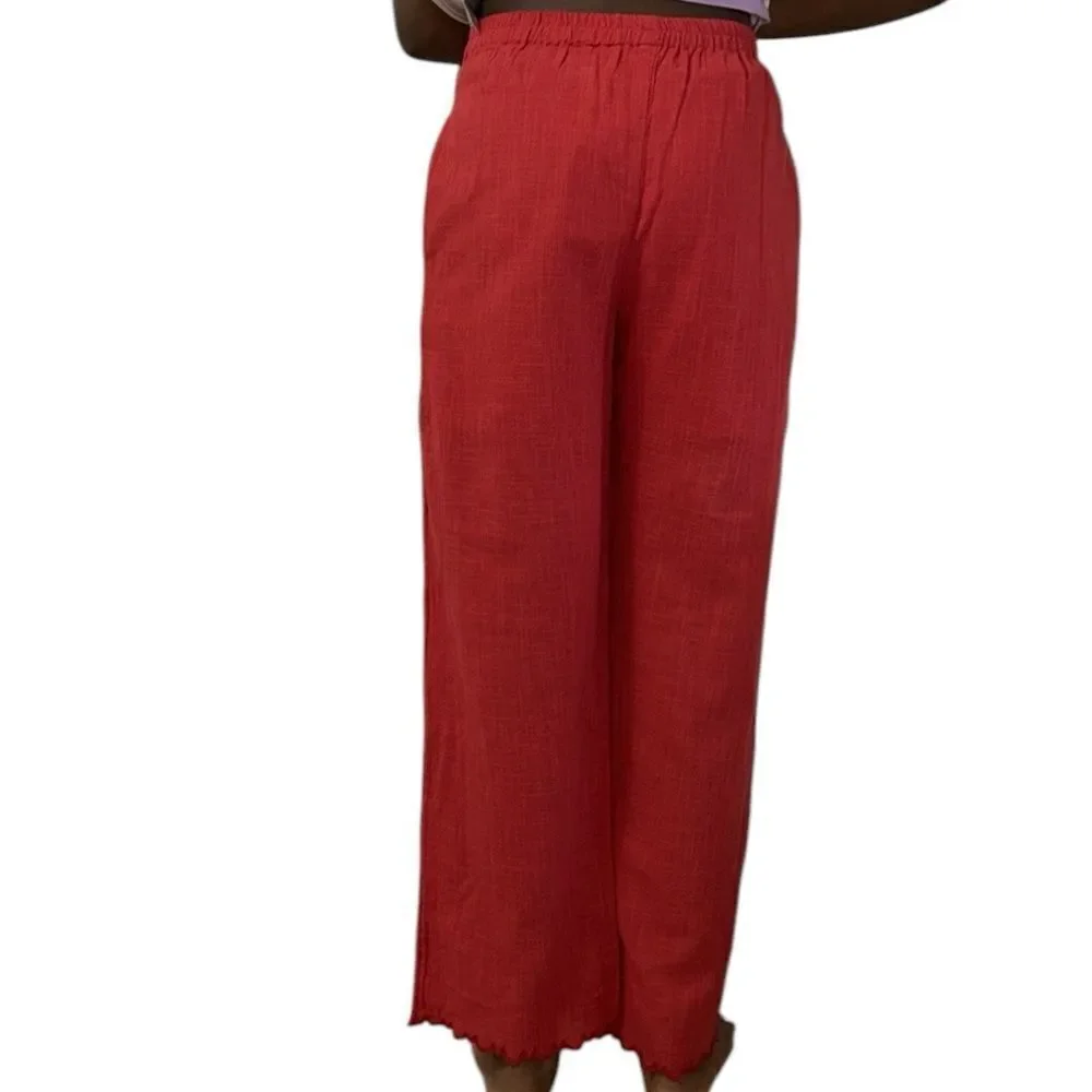 Zara Girls Kids Red Scalloped Hem Flowy Dress Pants(Size 11-12yrs)